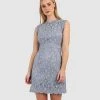 Forcast Lyla Lace Dress Blue Silver