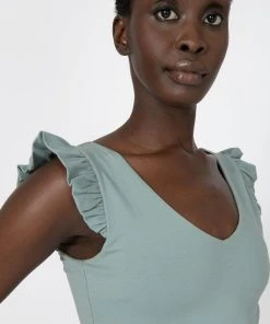 Forcast Erin Ruffle Sleeve Tee Slate