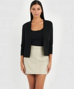 Forcast Roxanne Collarless Cardigan Black