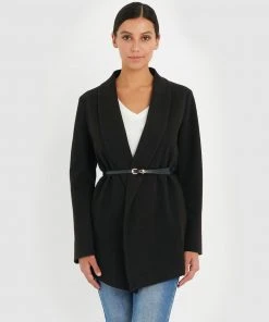Forcast Indie Shawl Collar Coat Black