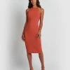 Forcast Josslyn Halter Neck Dress Deep Coral