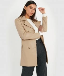 Forcast Megan Faux Leather Coat Camel