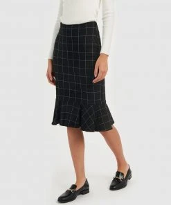 Forcast Mya Grid Fluted Hem Skirt Black -Deals The Style Setters Store http3A2F2Fstatic.theiconic.com .au2Fp2Fforcast 0678 8868821 2
