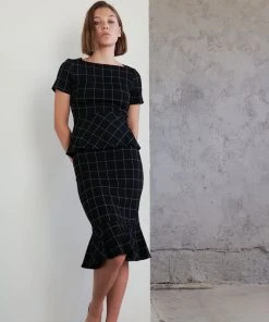 Forcast Mya Grid Fluted Hem Skirt Black -Deals The Style Setters Store http3A2F2Fstatic.theiconic.com .au2Fp2Fforcast 0689 8868821 6