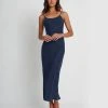 Forcast Celine Slip Dress Navy