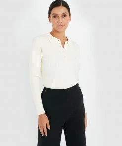 Forcast Susie Collared Knit Cream