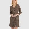 Forcast Lara Collared Print Dress Brown
