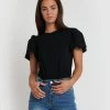 Forcast Mona Flutter Sleeve Top Black