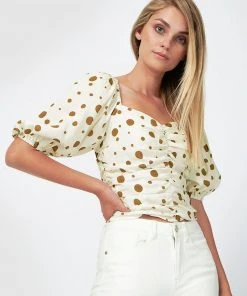 Forcast Misha Sweetheart Top Cream