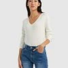 Forcast Analia V-Neck Sweater Ivory