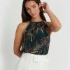 Forcast Yasmin Halter Top Forest Green