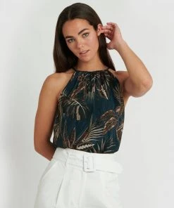 Forcast Yasmin Halter Top Forest Green