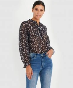 Forcast Maddie Blouse Black - Nude