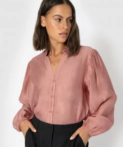 Forcast Louisa Puff Sleeve Blouse Desert Rose