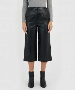 Forcast Sana Faux Leather Culottes Black