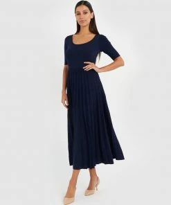 Forcast Irene Pleated Knit Dress Navy -Deals The Style Setters Store http3A2F2Fstatic.theiconic.com .au2Fp2Fforcast 1403 8427331 4