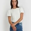 Forcast Cayla Gathered Sleeve Tee Ivory