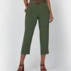 Forcast Mollie Belted Cropped Pants Khaki