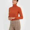 Forcast Samina Ribbed Turtleneck Sweater Orange
