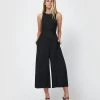 Forcast Vida Relaxed Drawstring Jumpsuit Black