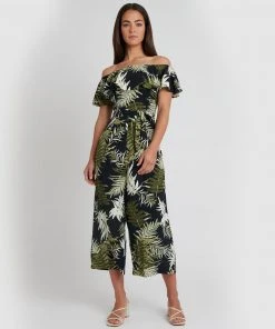 Forcast Salma Printed Jumpsuit Black