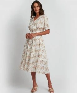 Forcast Felicity Printed Dress Ivory