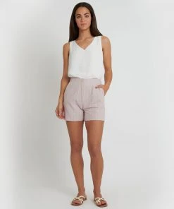 Forcast Katarina Pinstripe Shorts Dusty Pink -Deals The Style Setters Store http3A2F2Fstatic.theiconic.com .au2Fp2Fforcast 1743 8452541 4