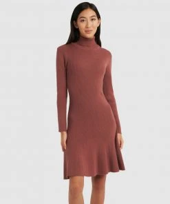 Forcast Azalea Knit Dress Deep Rose