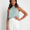 Forcast Elysia Halter Neck Top Misty Mint