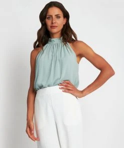 Forcast Elysia Halter Neck Top Misty Mint