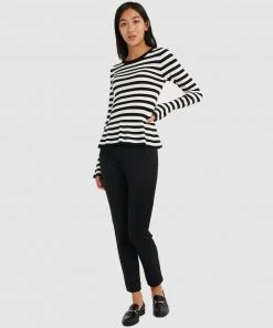 Forcast Belle Pinstripe Peplum Knit Black-White -Deals The Style Setters Store http3A2F2Fstatic.theiconic.com .au2Fp2Fforcast 1989 7923721 5