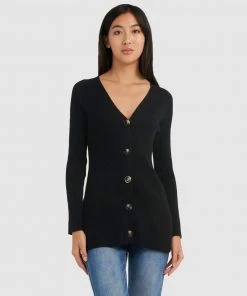Forcast Betty Slim Cardigan Black