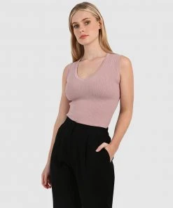 Forcast Libby V-Neck Knit Blush