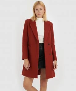 Forcast Kaelynn Wool-Blend Coat Crimson Red