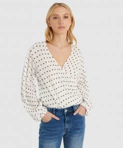 Forcast Elissa Polkadot Blouse Ivory-Choc
