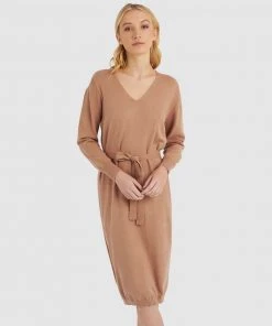 Forcast Francesca Tie Waist Knit Dress Light Camel -Deals The Style Setters Store http3A2F2Fstatic.theiconic.com .au2Fp2Fforcast 2436 3866621 5