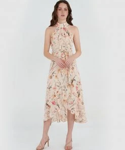 Forcast Elaina Printed Dress Nude -Deals The Style Setters Store http3A2F2Fstatic.theiconic.com .au2Fp2Fforcast 2597 3768241 4