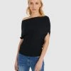 Forcast Regan Boatneck Knit Top Black