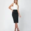 Forcast Erika Button Up Skirt Black