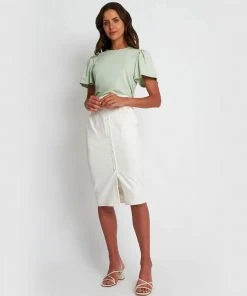 Forcast Cayla Gathered Sleeve Tee Green Tint -Deals The Style Setters Store http3A2F2Fstatic.theiconic.com .au2Fp2Fforcast 2726 9587741 4