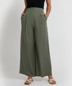 Forcast Paige Wide Leg Pants Khaki