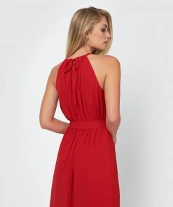 Forcast Dominique Halter Neck Peplum Hem Dress Red -Deals The Style Setters Store http3A2F2Fstatic.theiconic.com .au2Fp2Fforcast 2983 8301051 4
