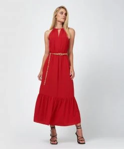 Forcast Dominique Halter Neck Peplum Hem Dress Red -Deals The Style Setters Store http3A2F2Fstatic.theiconic.com .au2Fp2Fforcast 2988 8301051 6
