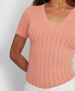 Forcast Vienna Short Sleeve Scalloped Knit Dusty Coral -Deals The Style Setters Store http3A2F2Fstatic.theiconic.com .au2Fp2Fforcast 3068 1983741 6