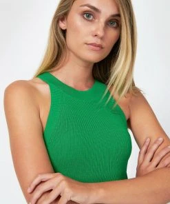Forcast Skye Halter Neck Knit Top Bright Green