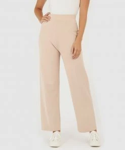 Forcast Lotus Straight Knit Pants Nude