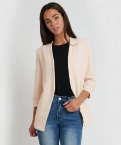 Forcast Carter 2 Collarless Blazer Ecru