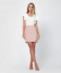 Forcast Vanessa Side Split Mini Skirt Dusty Pink