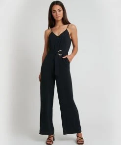 Forcast Kenna Belted Jumpsuit Black