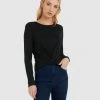 Forcast Xena Twist Front Top Black